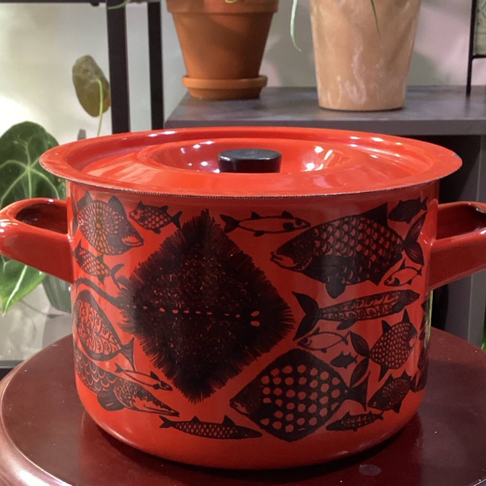 Rare Aribia Finel pot in the red Neptun pattern. - Picture 3 of 9